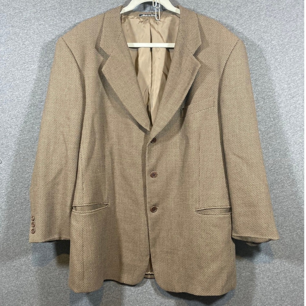 Mani Giorgio Armani Brown Wool Micro Check Blazer Sport Coat 44R Italy